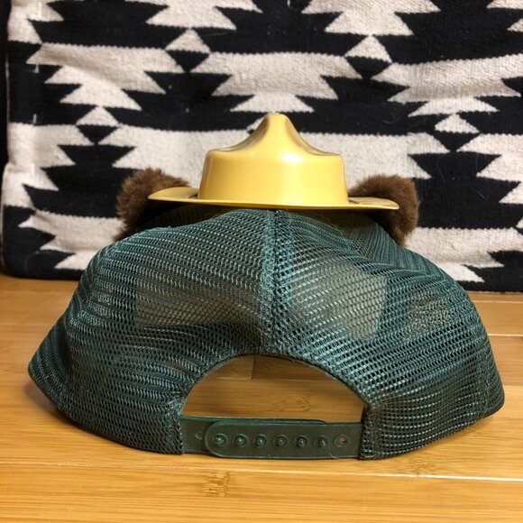 Vintage 1983 Smokey Bear Plush Trucker Mesh Baseball Hat Cap Snapback 80s USA - Picture 7 of 10